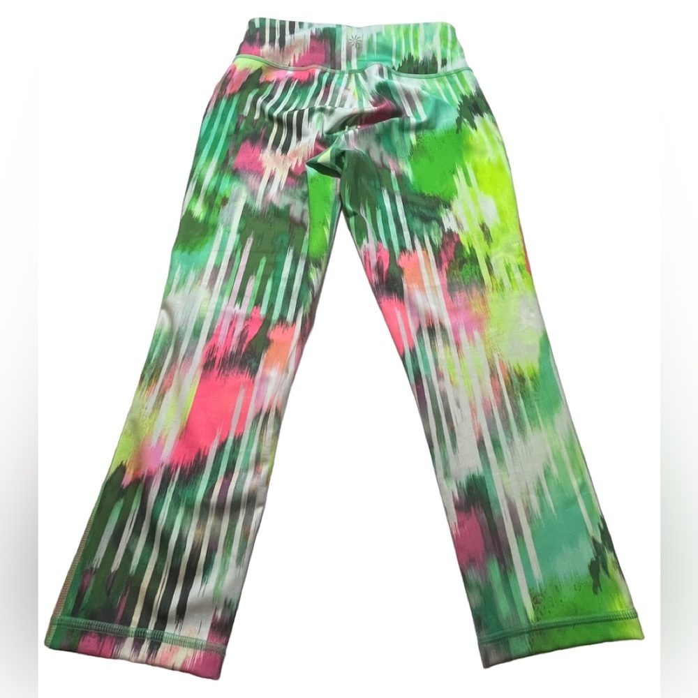 Athleta Wailea Chaturanga Capri Leggings vibrant green/pink XS NWT - Picture 5 of 13